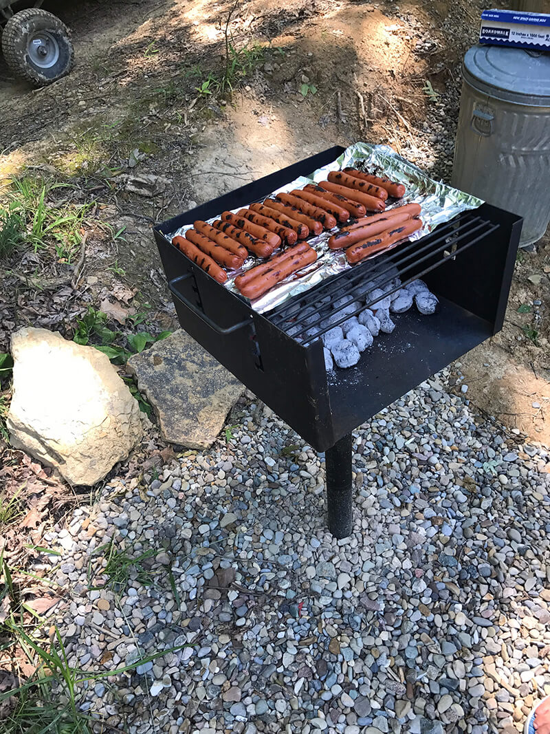 grilling hot dogs